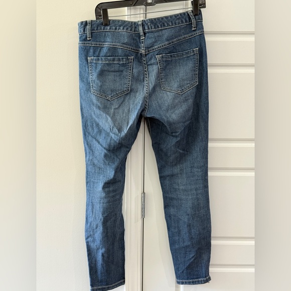Free People Blue Cigarette Faded Distressed Wash Jeans Zipper Ankle High-Rise - Picture 3 of 5